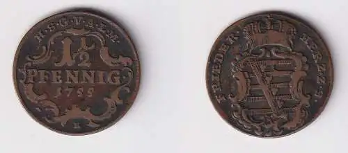 1 1/2 Pfennig Kupfer Münze Sachsen Gotha Altenburg 1755 ss (147398)