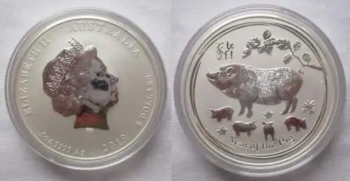 Australien 2019 Lunar Jahr des Schweins 8 Dollars Pig 5 Unzen Silber (145868)