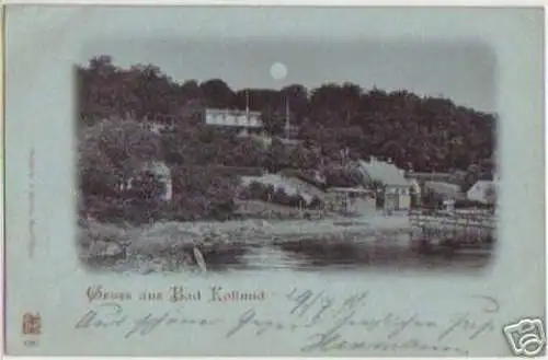 12195 Mondscheinkarte Gruss aus Bad Kollund 1898