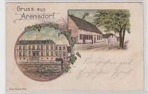 56070 Ak Lithographie Gruß aus Arensdorf Stadtansichten 1899