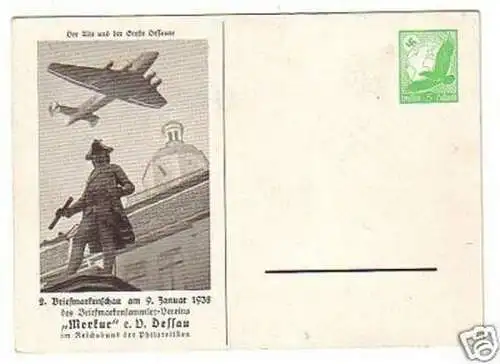 24822 Ganzsachen Ak Briefmarkenschau Dessau 1938