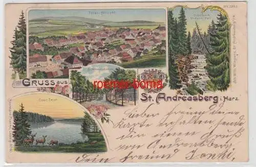 74686 Ak Lithographie Gruss aus St. Andreasberg im Harz 1901