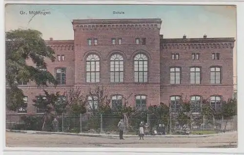 71561 Ak Gr. Mühlingen, Ansicht Schule, 1914