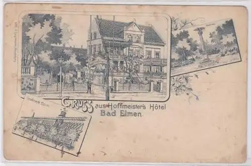 92077 Vorläufer AK Gruss aus Hoffmeister's Hotel Bad Elmen - Gradirwerk, Denkmal