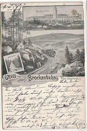 07829 Ak Gruß von der Brockenbahn am Eckerloch 1899