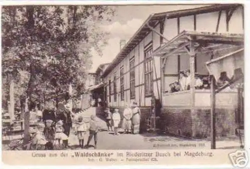 18961 Ak Gruß aus der "Waldschänke" bei Magdeburg 1911