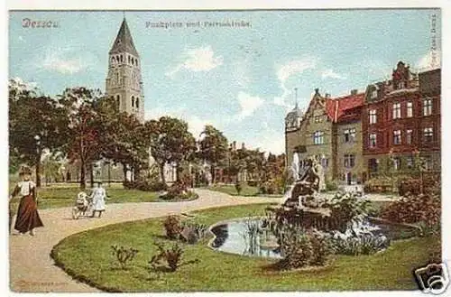 23610 Ak Dessau Funkplatz und Petruskirche 1906