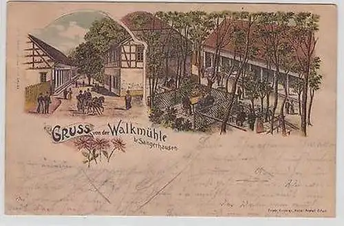 65411 Ak Lithografie Gruss von der Walkmühle b. Sangerhausen 1901