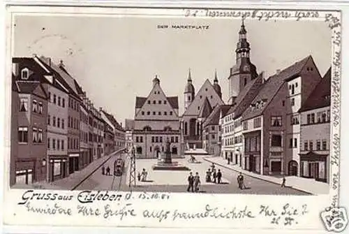 23175 Ak Lithographie Gruß aus Eisleben Marktplatz 1901