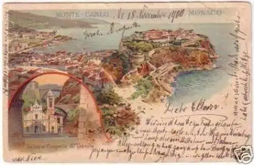 24621 Ak Lithographie Monte Carlo Monaco 1900