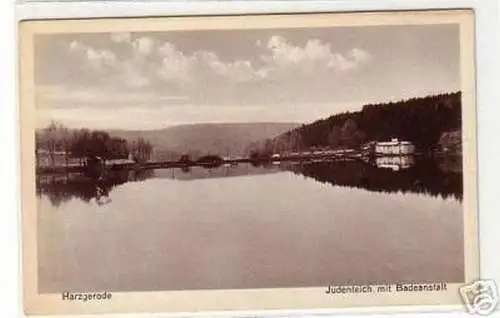 04964 Ak Harzgerode Judenteich mit Badeanstalt um 1930