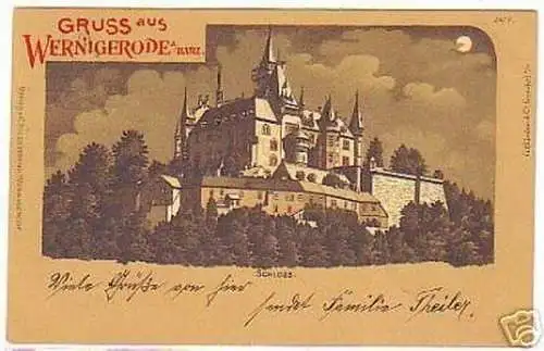 08789 Mondscheinkarte Gruß aus Wernigerode 1908