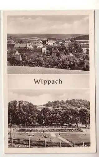 51032 Mehrbild Ak Wippach Totalansicht und Schwimmbad 1958