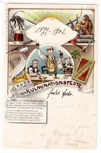 47569 Studentika Ak Lithographie Gruß vom Kulminationsfeste 1901