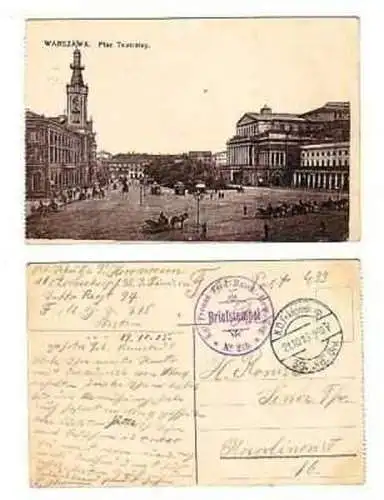 38753 Feldpost Ak Warschau Theaterplatz 1915