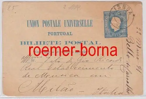 28077 Ganzsachen Postkarte Portugal von Lissabon nach Mailand 1881