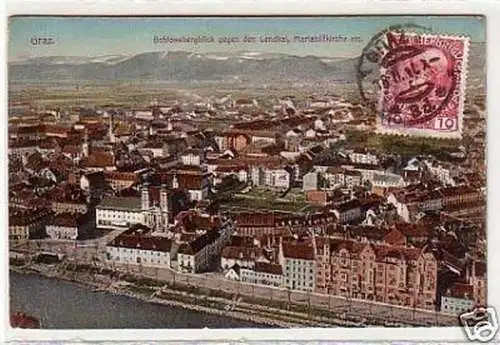 30953 Ak Graz Schloßbergblick gegen den Lendkai 1910