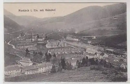 50308 Feldpost Ak Markirch im Elsass mit Bahnhof 1915