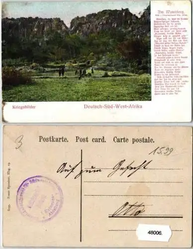 48006 Feldpost Ak Deutsch Süd West Afrika Kriegsbilder um 1907