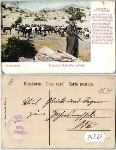 34328 Feldpost Ak Deutsch Süd West Afrika Kriegsbilder um 1907