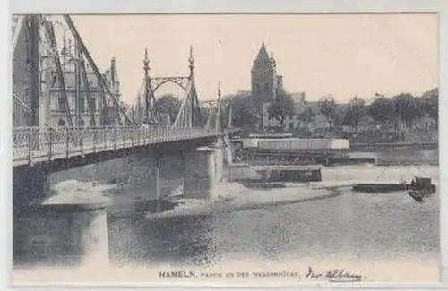 47972 Ak Hameln Partie an der Weserbrücke um 1910