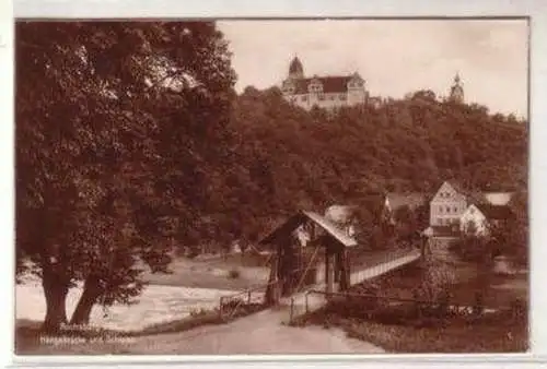 42878 Ak Rochsburg Hängebrücke und Schloss um 1925