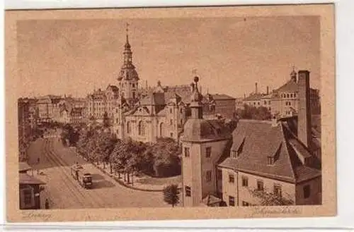 33971 Ak Leipzig Johanniskirche und Strassenbahn 1928