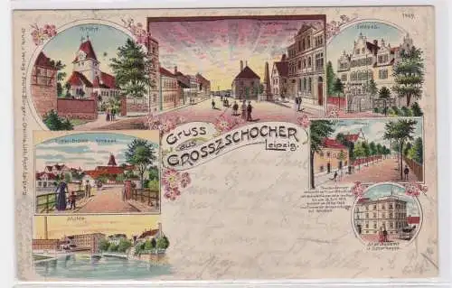 88477 Ak Lithographie Gruß aus Grosszschocher Leipzig 1906