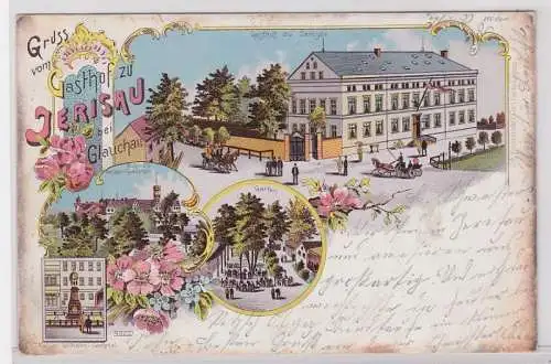 84296 Lithografie AK Gruss vom Gasthof zu Jerisau b. Glauchau, Schloss & Gasthof