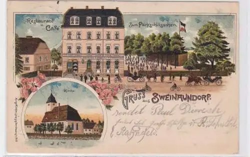 85637 Ak Lithographie Gruß aus Zweinaundorf Restaurant zum Parkschlößchen 1908