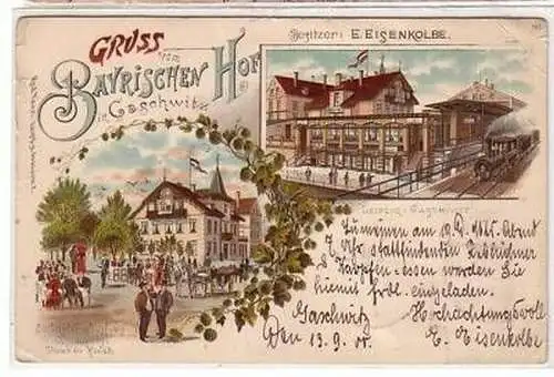 30/137 Ak Litho Gruss vom Bayrischen Hof Gaschwitz 1900