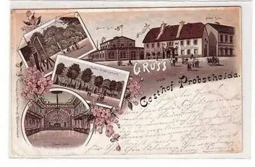 30/37 Ak Lithografie Gruss vom Gasthof Probstheida 1895