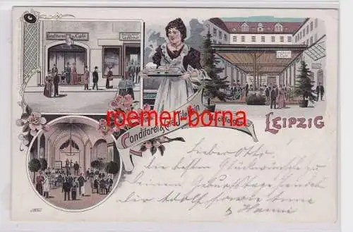 87094 Ak Lithographie Leipzig Conditorei & Café Tilebein 1902