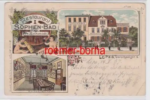 86772 Ak Lithographie Leipzig Restaurant Sophien Bad Dorotheenstraße 5, 1897