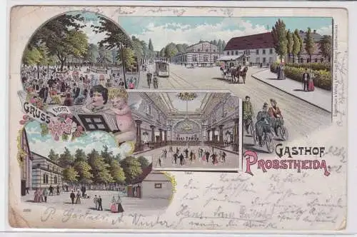 86441 Ak Lithographie Gruß vom Gasthof Probstheida 1902