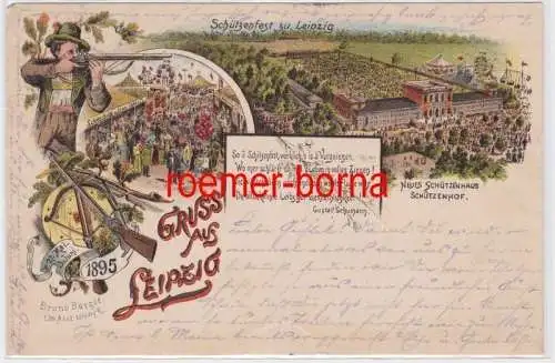 87145 Ak Lithographie Gruß aus Leipzig vom Schützenfest 1895