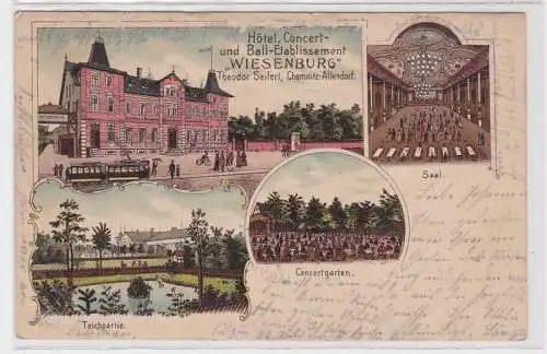 88719 Ak Lithographie Chemnitz Altendorf Hotel 'Wiesenburg' 1906