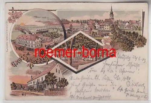 73528 Ak Lithografie Gruss aus Pausitz Gasthof 1903