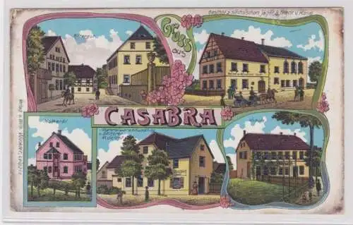 98674 Ak Lithographie Gruss aus Casabra Gasthof, Molkerei usw. um 1900