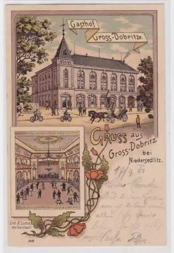 98779 Ak Lithographie Gruss aus dem Gasthof Gross Dobritz bei Niedersedlitz 1901