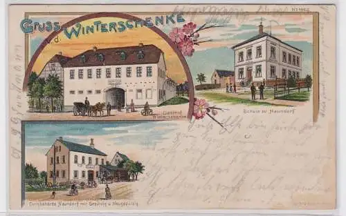 99833 Ak Lithographie Gruß von der Winterschenke Naundorf 1905