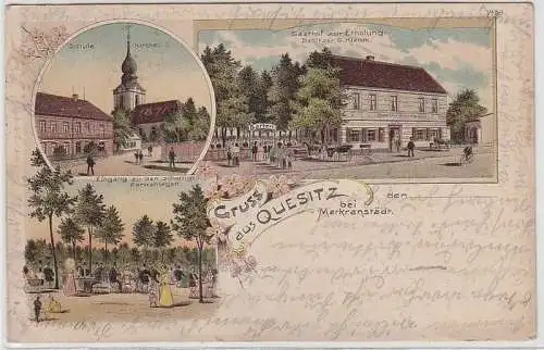 71486 Ak Lithographie Gruss aus Quesitz bei Markranstädt 1908