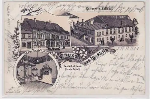 98517 Ak Lithographie Gruss aus Lössnitz Gasthof Deutsches Haus 1900