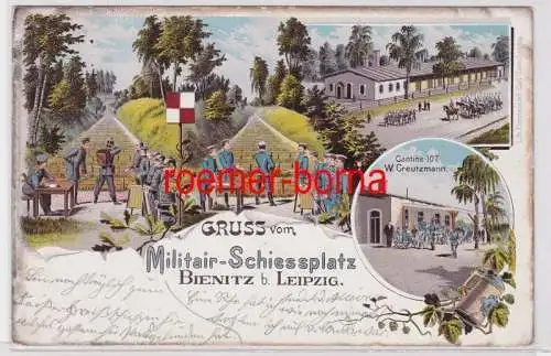 86937 Ak Lithographie Gruß vom Militär Schiessplatz Bienitz bei Leipzig 1903