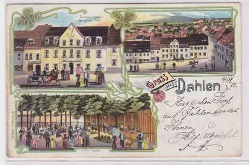 93329 Ak Lithographie Gruß aus Dahlen Gasthaus zum Anker 1901