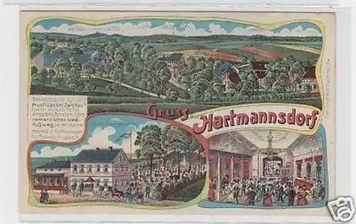 31564 Ak Litho Gruss aus Hartmannsdorf b. Werdau 1917