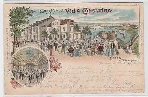 62878 Ak Lithografie Gruss aus Villa Constantia Cotta bei Dresden 1897