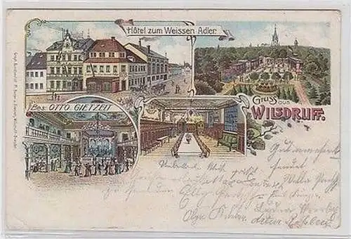 64262 Ak Lithographie Gruß aus Wilsdruff Hotel zum weissen Adler 1906