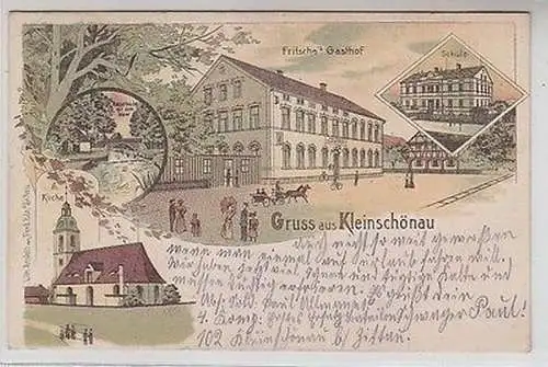 63080 Ak Lithographie Gruß aus Kleinschönau in Sachsen 1913