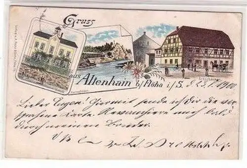 59578 Ak Lithographie Gruss aus Altenhain bei Flöha 1900